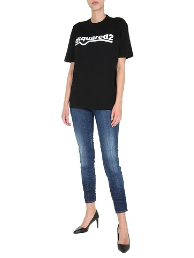 Shop Dsquared2 Women's Black Cotton T-shirt