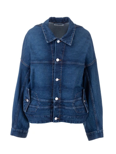 Shop Balenciaga Women's Blue Cotton Jacket