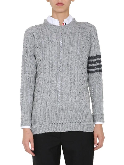 Shop Thom Browne Women's Grey Wool Sweater
