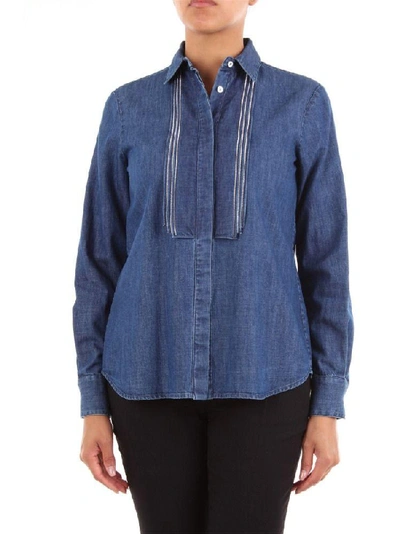 Shop Barba Women's Blue Cotton Shirt