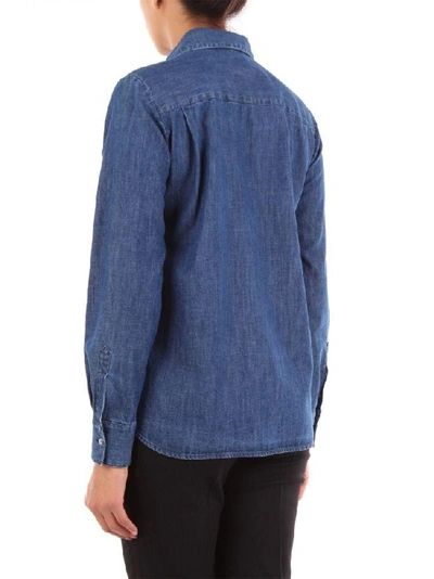Shop Barba Women's Blue Cotton Shirt