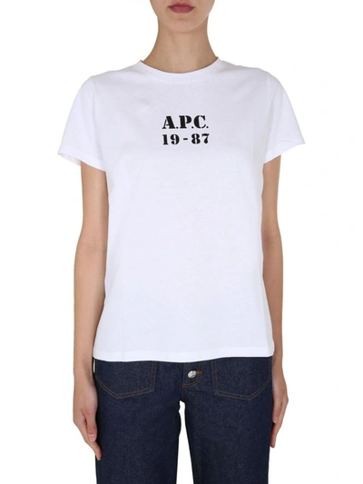 Shop Apc A.p.c. Women's White Cotton T-shirt