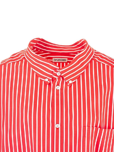 Shop Balenciaga Women's Red Cotton Shirt