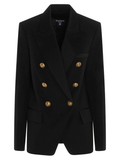 Shop Balmain Women's Black Wool Blazer