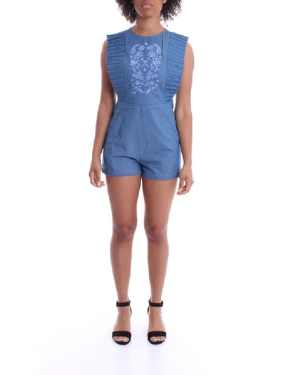 Shop Molly Bracken Women's Blue Cotton Jumpsuit