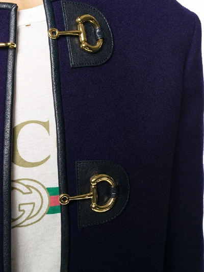 Shop Gucci Women's Blue Wool Outerwear Jacket