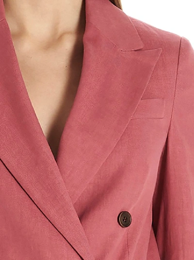 Shop Brunello Cucinelli Women's Fuchsia Linen Blazer