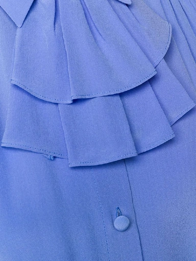Shop Gucci Women's Light Blue Silk Blouse