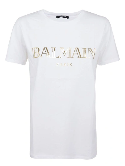 Shop Balmain Women's White Cotton T-shirt