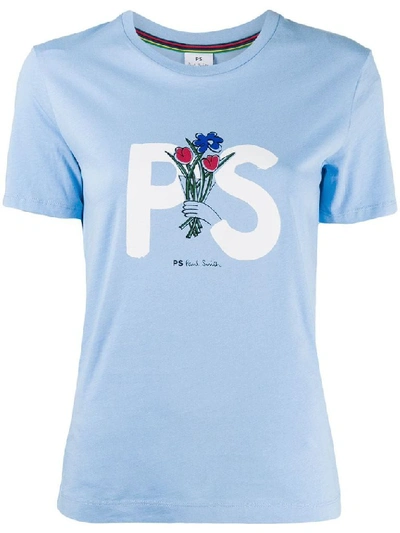 Shop Ps By Paul Smith Women's Light Blue Cotton T-shirt