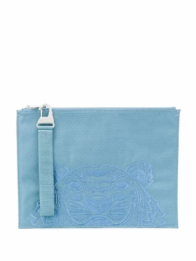 Shop Kenzo Men's Light Blue Polyester Pouch