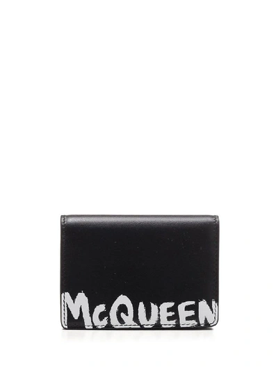 Shop Alexander Mcqueen Men's Black Leather Card Holder