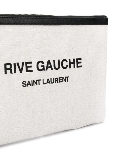 Shop Saint Laurent Men's White Linen Pouch