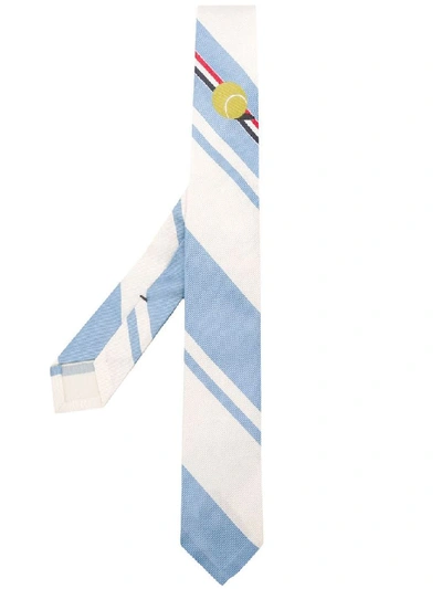Shop Thom Browne Men's White Silk Tie
