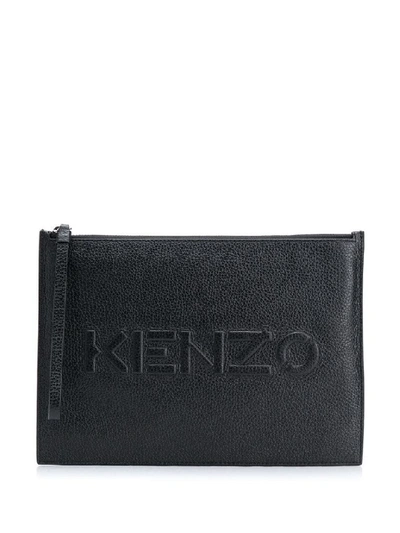 Shop Kenzo Men's Black Leather Pouch