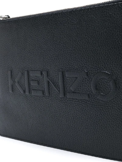 Shop Kenzo Men's Black Leather Pouch