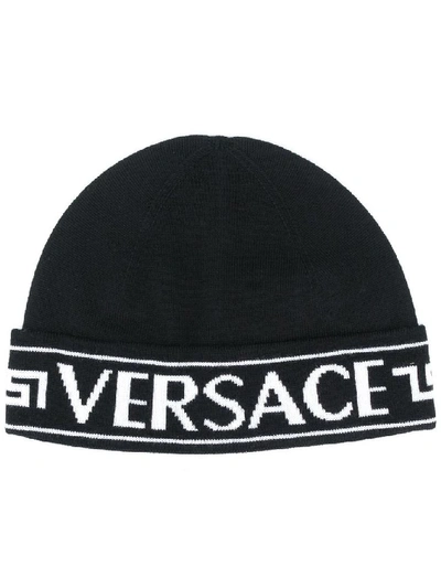 Versace Wool Hat In Black