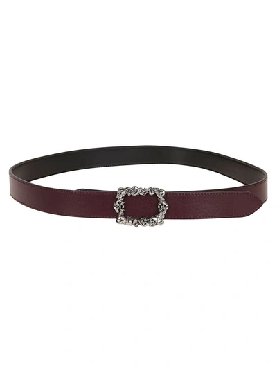 Shop Alexander Mcqueen Men's Burgundy Leather Belt