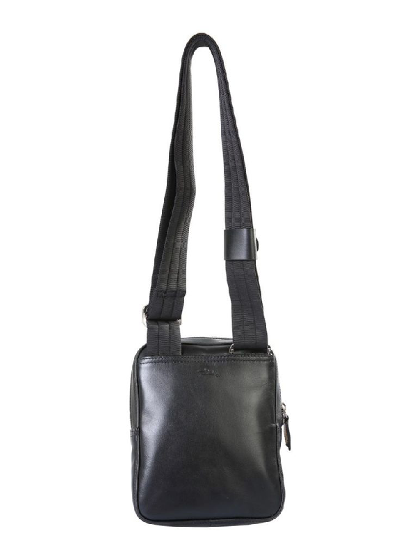 Longchamp Men's Black Leather Messenger Bag | ModeSens