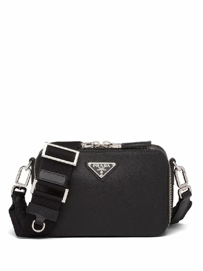 Shop Prada Men's Black Leather Messenger Bag