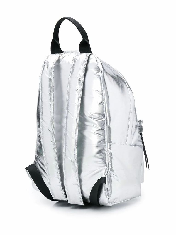 Palm Angels Laminated Fabric Backpack In Silver | ModeSens