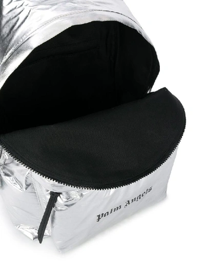 Shop Palm Angels Men's Silver Polyester Backpack