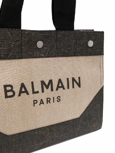 Shop Balmain Men's Beige Fabric Tote