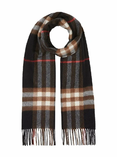 Shop Burberry Women's Blue Cashmere Scarf In Brown