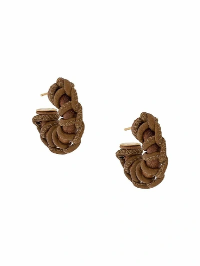 Shop Bottega Veneta Women's Brown Leather Earrings