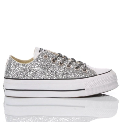 Converse Women's Silver Glitter Sneakers | ModeSens