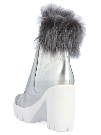 Shop Giuseppe Zanotti Design Women's Silver Leather Ankle Boots