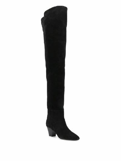 Shop Saint Laurent Women's Black Suede Boots