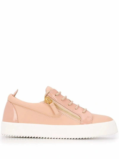 Shop Giuseppe Zanotti Design Women's Pink Leather Sneakers