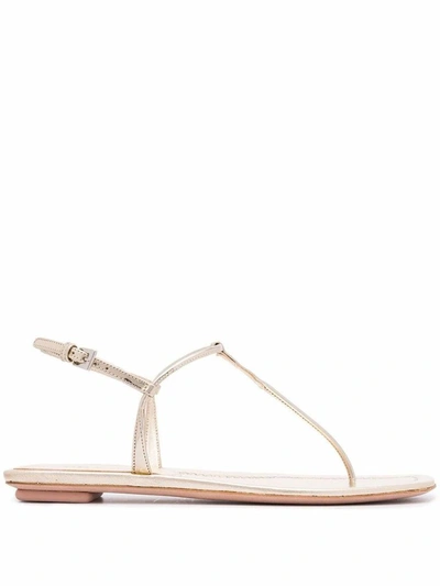 Shop Prada Women's Gold Leather Sandals