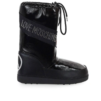 Shop Love Moschino Women's Black Patent Leather Boots