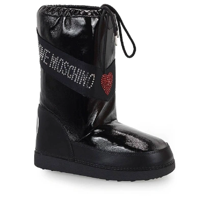 Shop Love Moschino Women's Black Patent Leather Boots