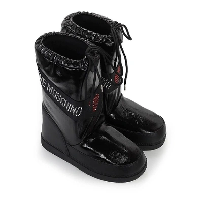 Shop Love Moschino Women's Black Patent Leather Boots