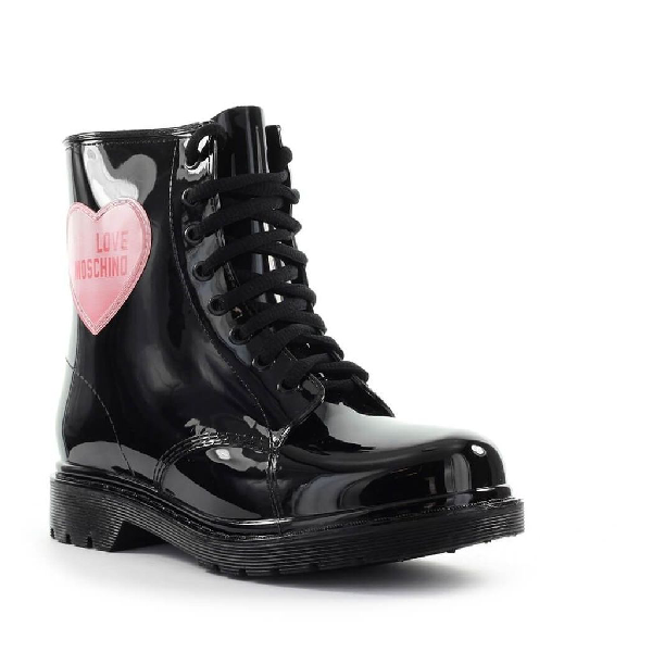Love Moschino Rain Ankle Boots Hologram Heart In Black ModeSens