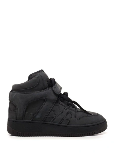Shop Isabel Marant Women's Black Leather Hi Top Sneakers