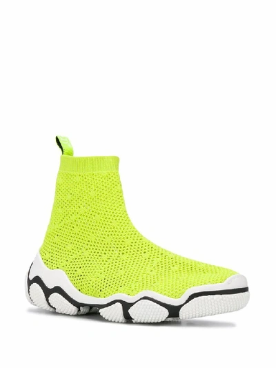 Shop Red Valentino Women's Yellow Synthetic Fibers Hi Top Sneakers