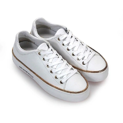 Shop Emporio Armani Women's White Leather Sneakers