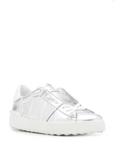 Shop Valentino Garavani Women's Silver Leather Sneakers