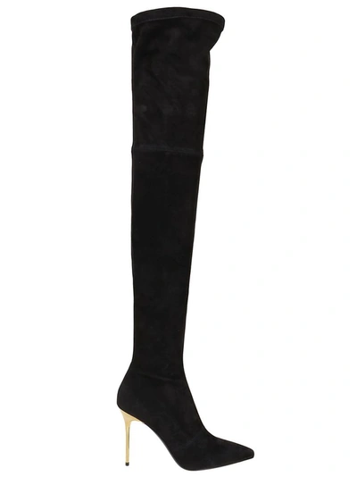 Shop Balmain Women's Black Suede Boots