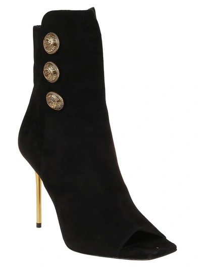 Shop Balmain Women's Black Suede Ankle Boots