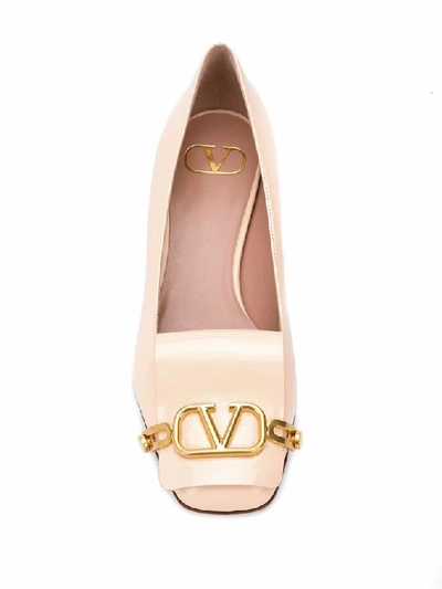 Shop Valentino Garavani Women's Beige Leather Pumps