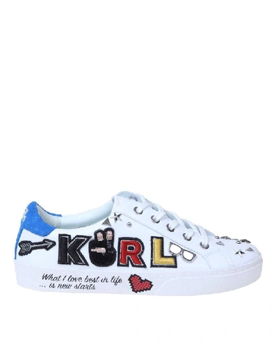 Shop Karl Lagerfeld Women's White Leather Sneakers