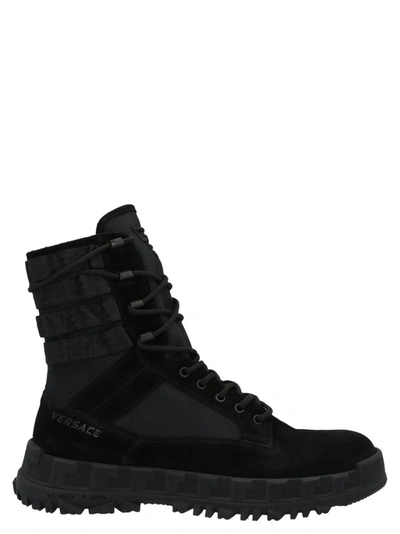 Shop Versace Men's Black Leather Ankle Boots