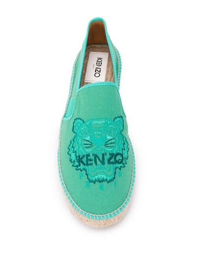 Shop Kenzo Men's Green Cotton Espadrilles