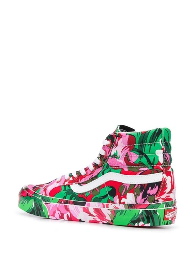 Shop Kenzo Men's Pink Cotton Hi Top Sneakers