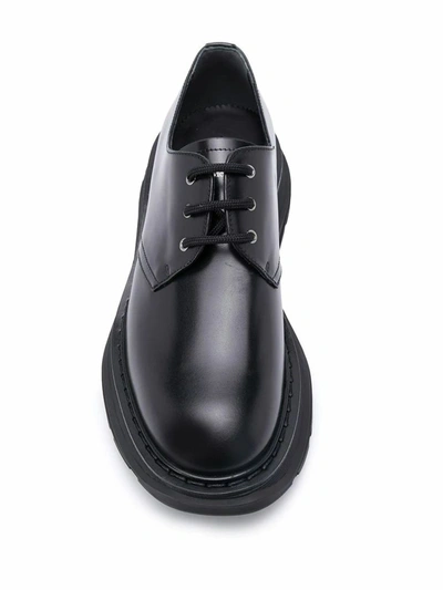 Shop Alexander Mcqueen Men's Black Leather Lace-up Shoes